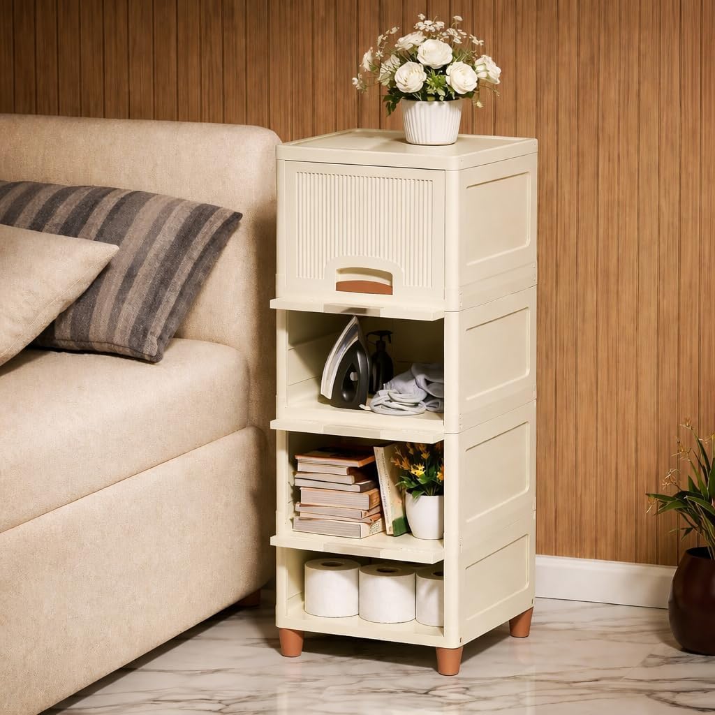 Twimal Plastic Wardrobe For Storage | Storage Cabinet With Doors | Stackable Storage Box For Clothes, Wardrobe & Almirah | Multi