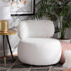 Baxton Studio Tayla White Fabric Upholstered and Black Metal Accent Chair