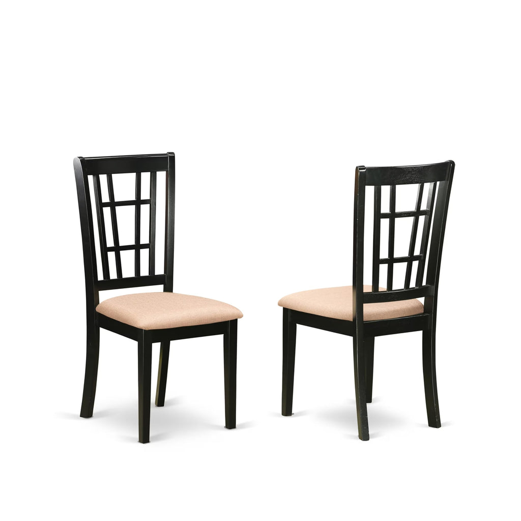 East West Furniture WENI7-BCH-C 7 Piece Dining Room Furniture Set Consist of a Rectangle Kitchen Table with Butterfly Leaf and 6 Linen Fabric Upholstered Chairs, 42x60 Inch, Black & Cherry