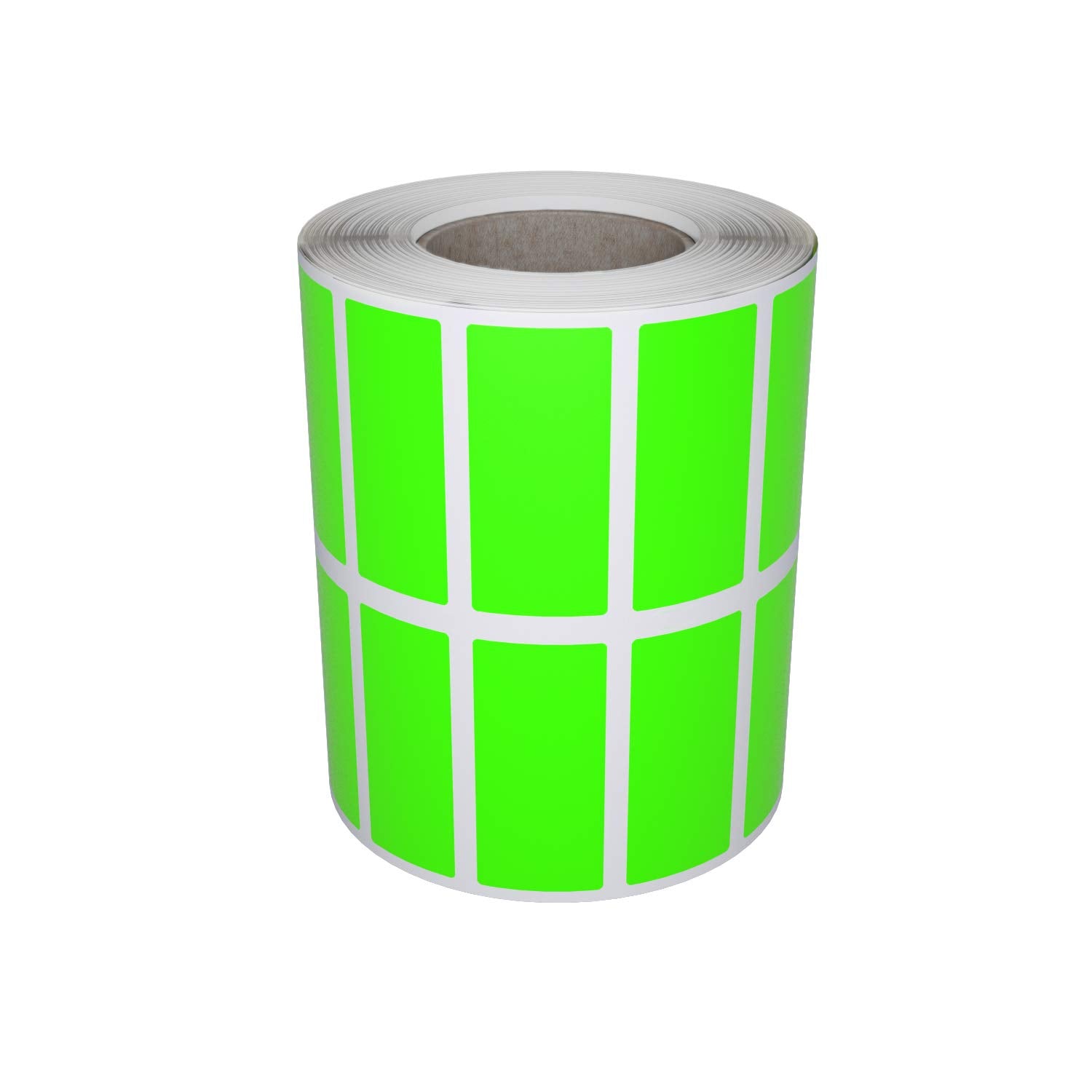 Royal Green 25Mmx10Mm Neon Green Color Labeling Rectangle Sticker Rolls With Permanent Adhesive - 1400 Pack