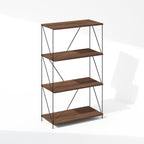 Furinno Wire 4-Tier Industrial Style Metal Frame Bookcase, Display Shelf, 24 Wide, Walnut Cove