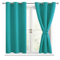 Hiasan Short Blackout Curtains For Bedroom - Thermal Insulated & Energy Saving Window Curtains For Living Room, 2 Drape Panels Sewn With Tiebacks, Peacock Teal, 38 X 45 Inch