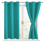 Hiasan Short Blackout Curtains For Bedroom - Thermal Insulated & Energy Saving Window Curtains For Living Room, 2 Drape Panels Sewn With Tiebacks, Peacock Teal, 38 X 45 Inch