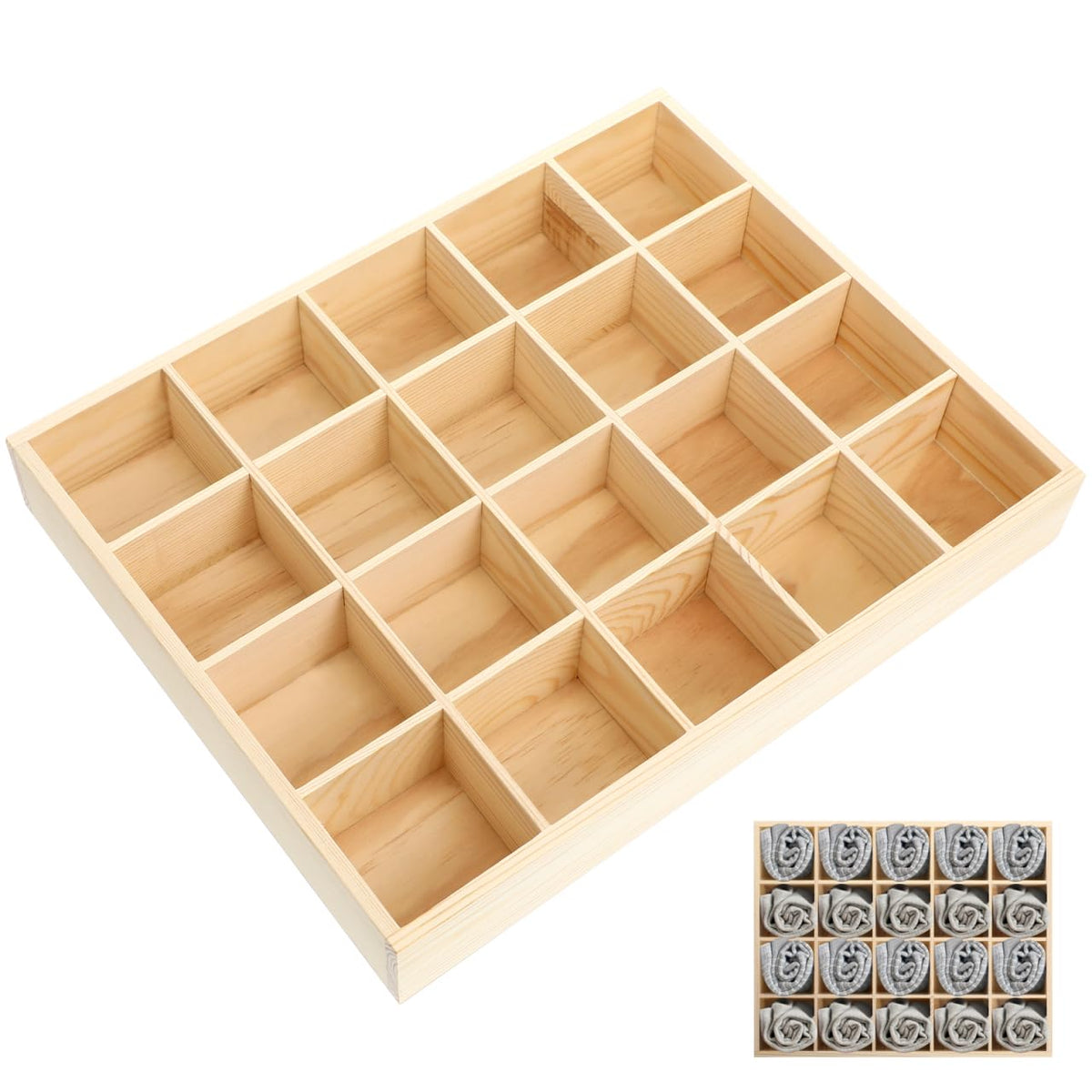 Amosfun Underwear Storage Case 20 Compartment Drawer Organizer for Socks Panties Bras Leggings Stackable Storage Box Original Co