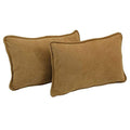 Blazing Needles Corded Solid Microsuede Rectangular Throw Pillows with Inserts (Set of 2), 20" by 12", Camel