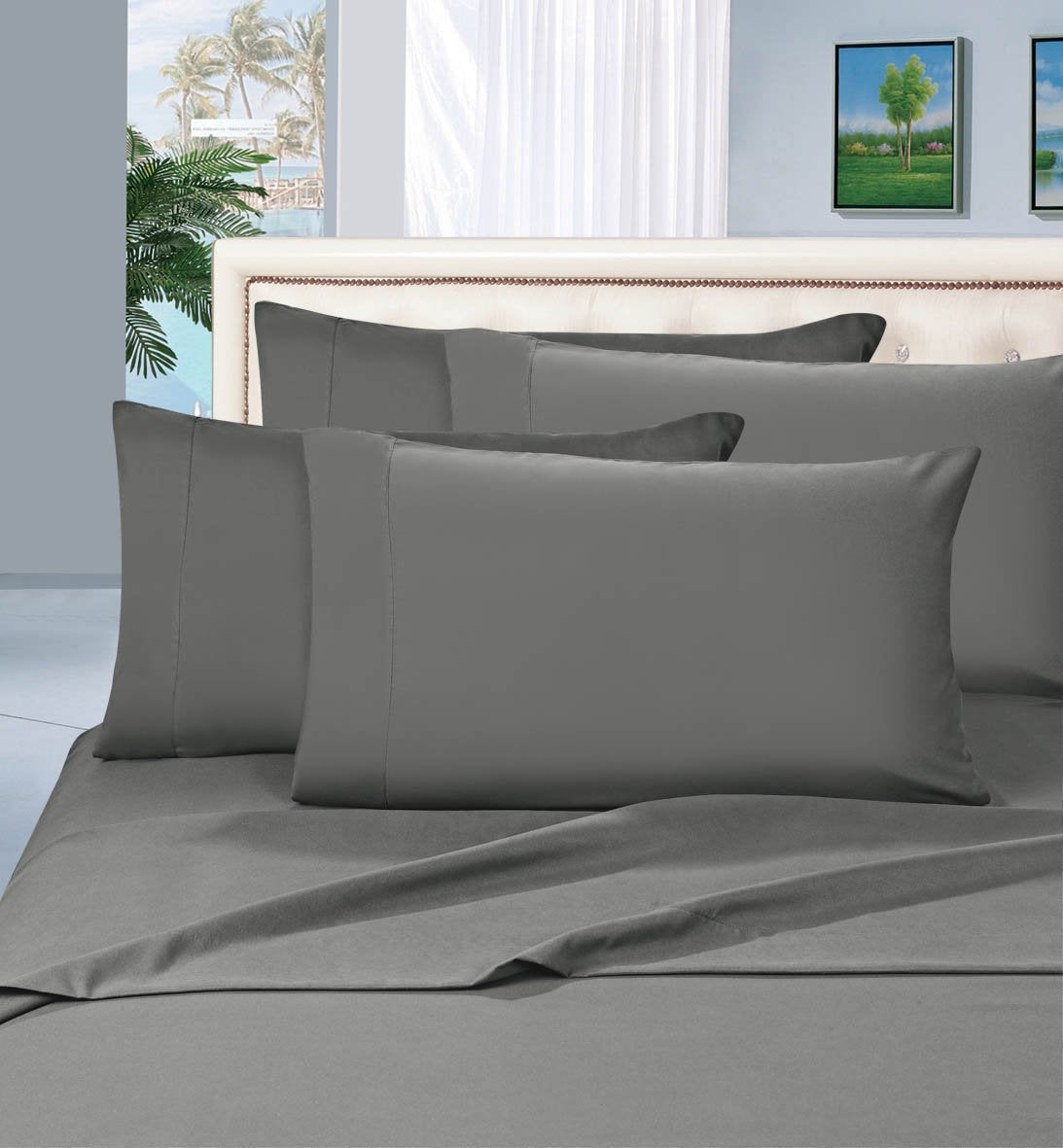 Elegance Linen 2Pc Pillow Cases 90 Gsm Microfiber - Available In Many Sizes And Many Colors, King/Cal King, Gray