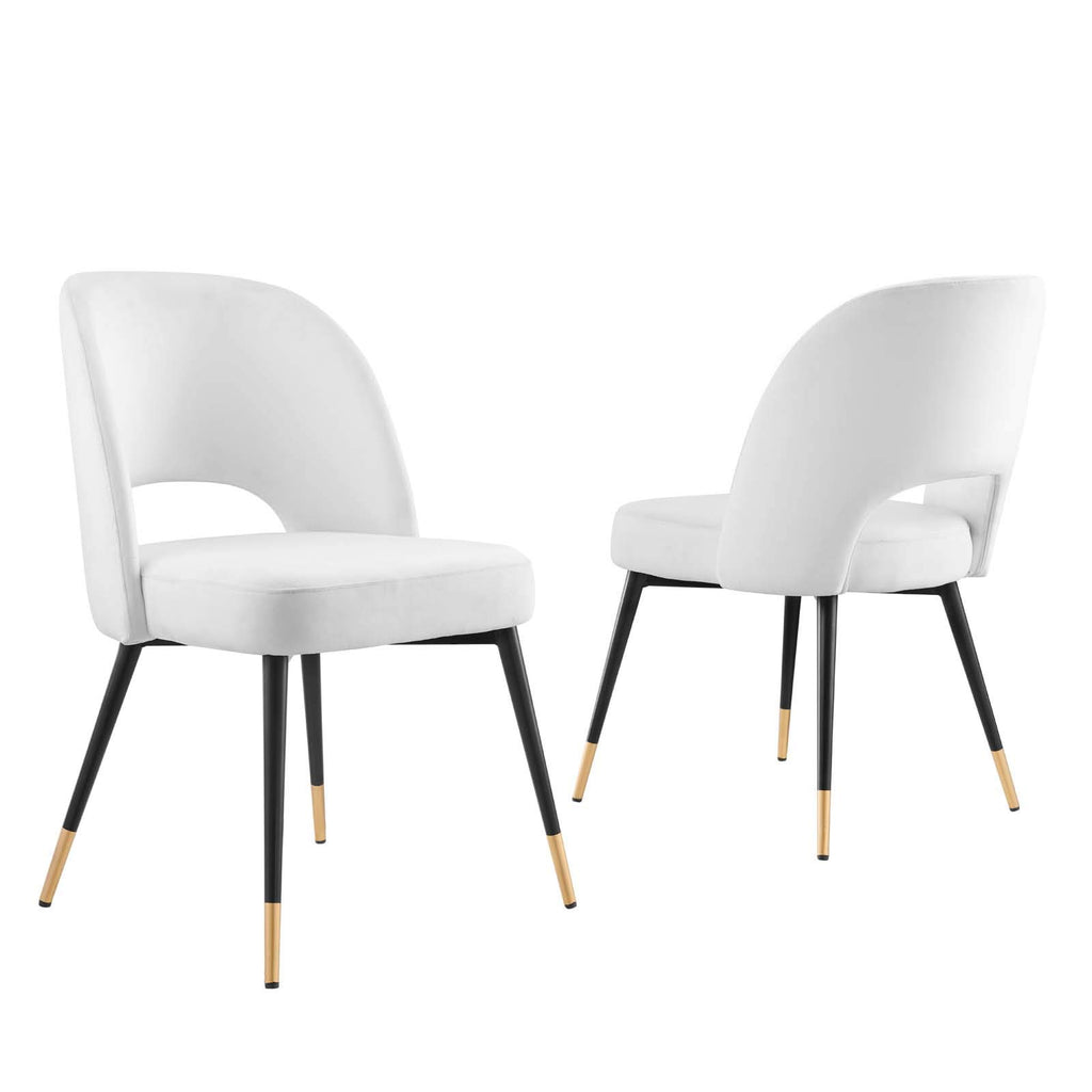 Modway Rouse Upholstered Velvet Side, 2 Pcs - Dining Chairs, White