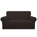 Purefit Stretch Loveseat Sofa Slipcover – Spandex Jacquard Non Slip Soft Couch Sofa Cover, Washable Furniture Protector With Non Skid Foam And Elastic Bottom For Kids (Loveseat, Chocolate)