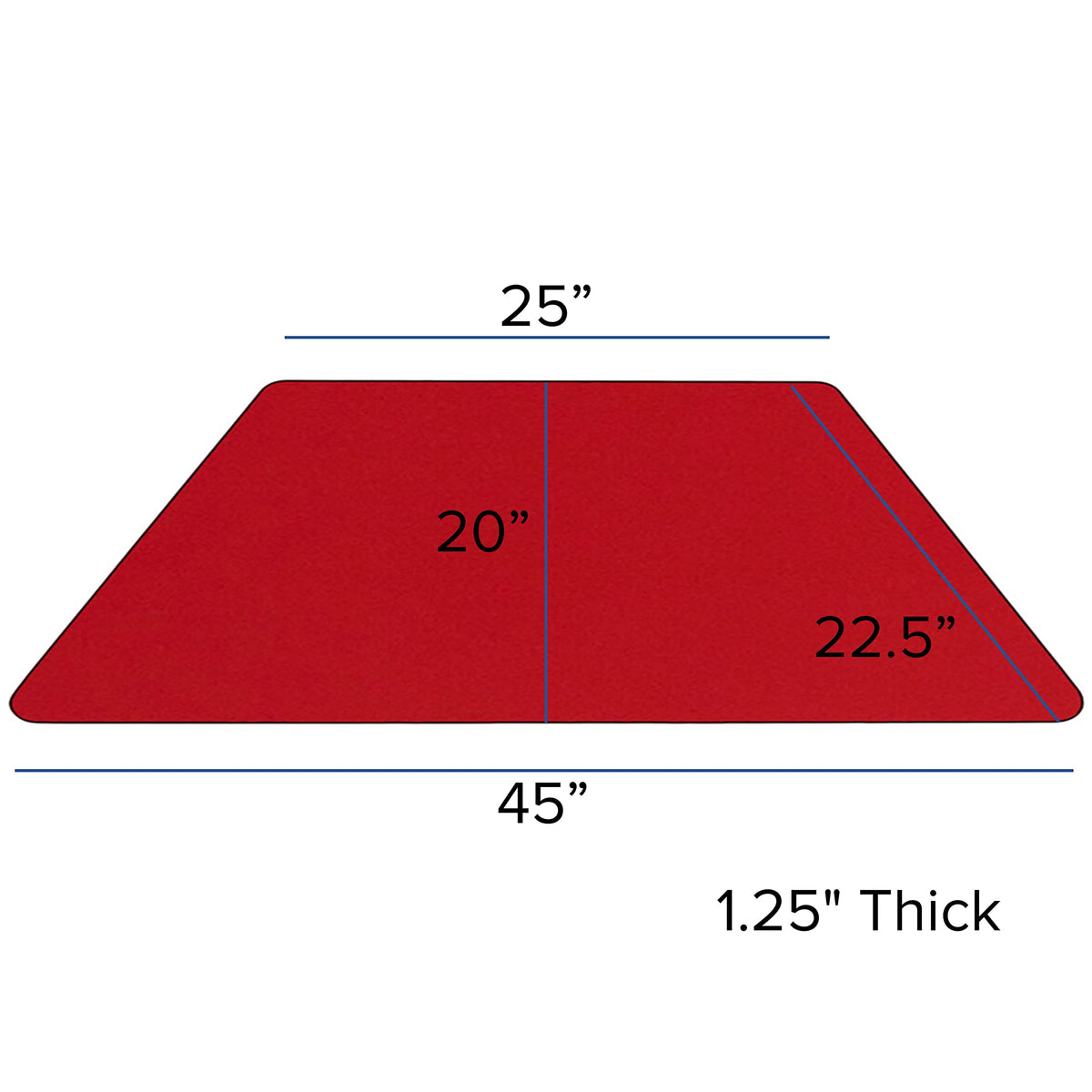 Flash Furniture Wren Mobile 22.5''W X 45''L Trapezoid Red Hp Laminate Activity Table - Height Adjustable Short Legs