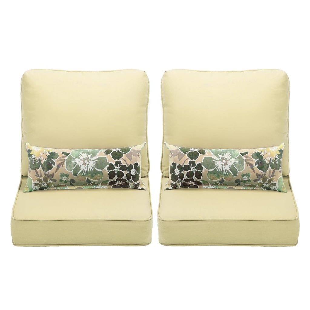 Aoodor 23' X 25.6' Outdoor Deep Seat Chair Cushion Set, Olefin Fabric Slipcover And Sponge Foam- Cream Yellow (Set Of 2 Seats,