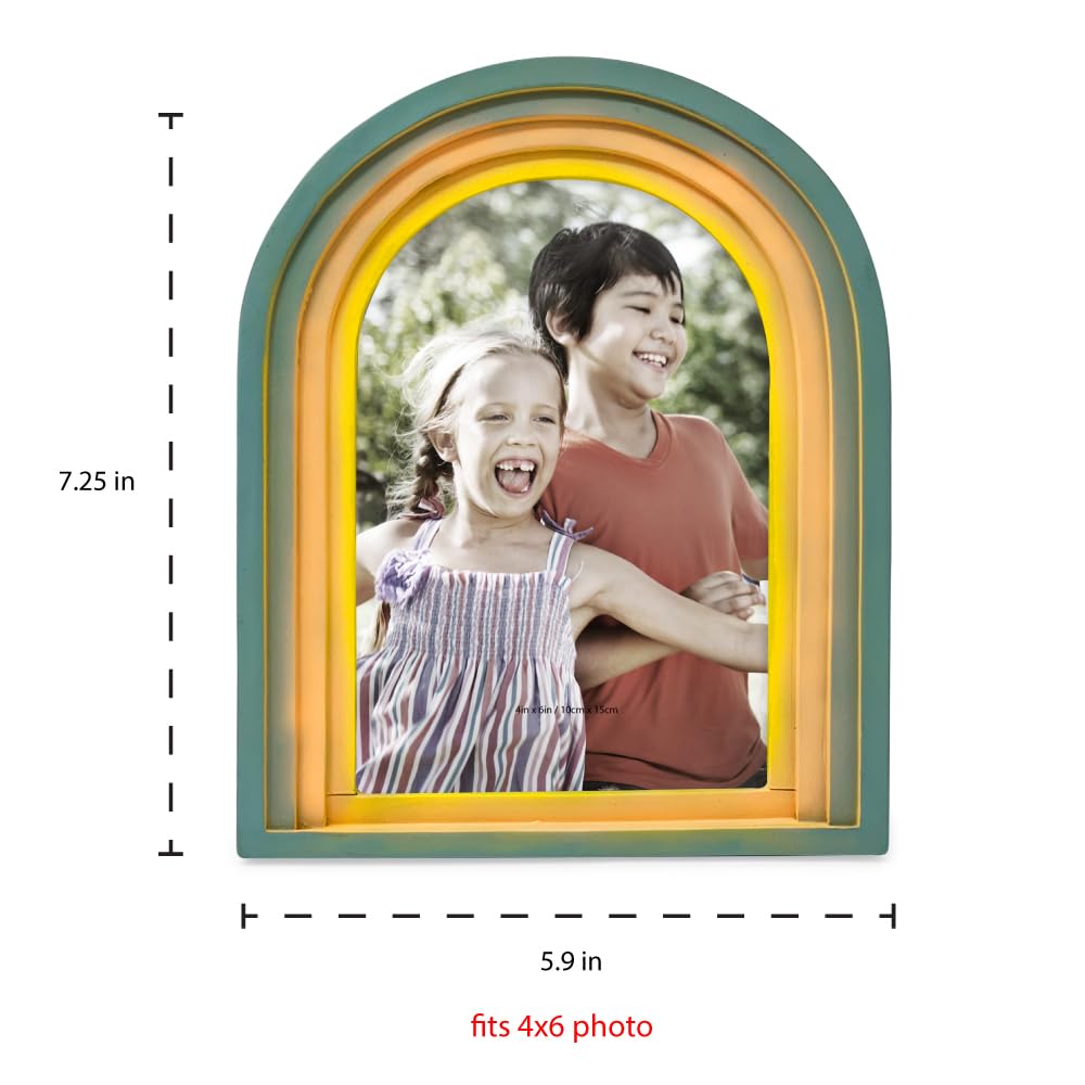 Isaac Jacobs 4X6 Vertical Rainbow Arc Resin Picture Frame With Gradient Design, Decorative Photo Frame, Tabletop & Wall Display,