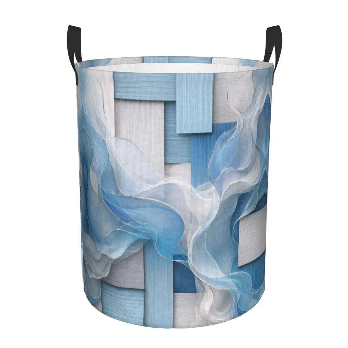 Laundry Basket Dirty Clothes Hamper for Bedroom Blue White Blocks