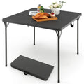 Goplus 34 Square Folding Card Table, Foldable Plastic Folding Tables, Portable Fold Up Table w/Handle, White Indoor Outdoor Util