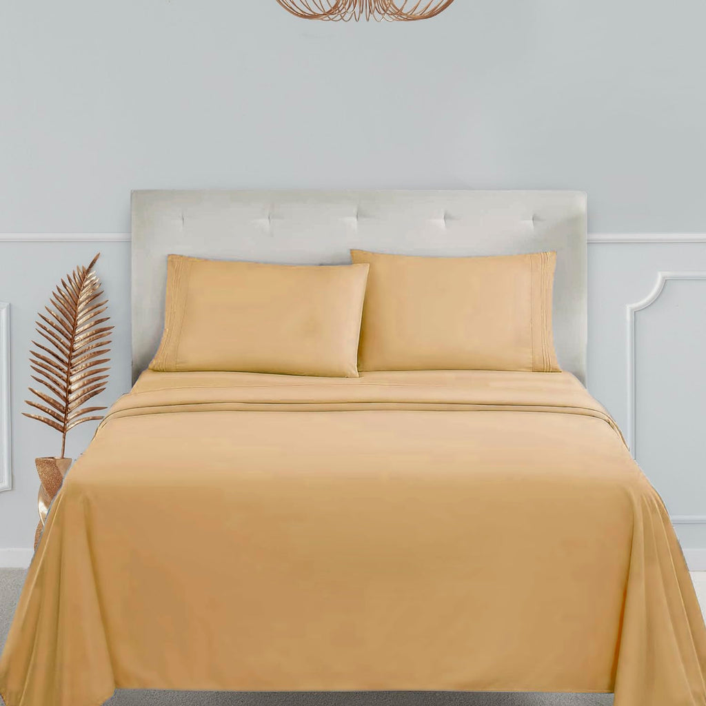 Clara Clark Premier 1800 Series 4Pc Bed Sheet Set - Queen, Camel Gold