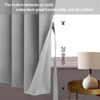 Jiuzhen Short Curtains Kitchen Half Window Blackout Curtains With Tiebacks For Baseroom Shadows, Grommet Curtains For Living Room, Set Of 2 Window Curtain Panels, 52 X 30 Inch Length,Silver Grey