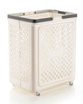 ANANTJEET Large Foldable Laundry Basket with Wheels | White Plastic Rolling Laundry Hamper | Ventilated Airflow Design | Space S