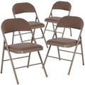 4 Pk. HERCULES Series Double Braced Beige Vinyl Folding Chair
