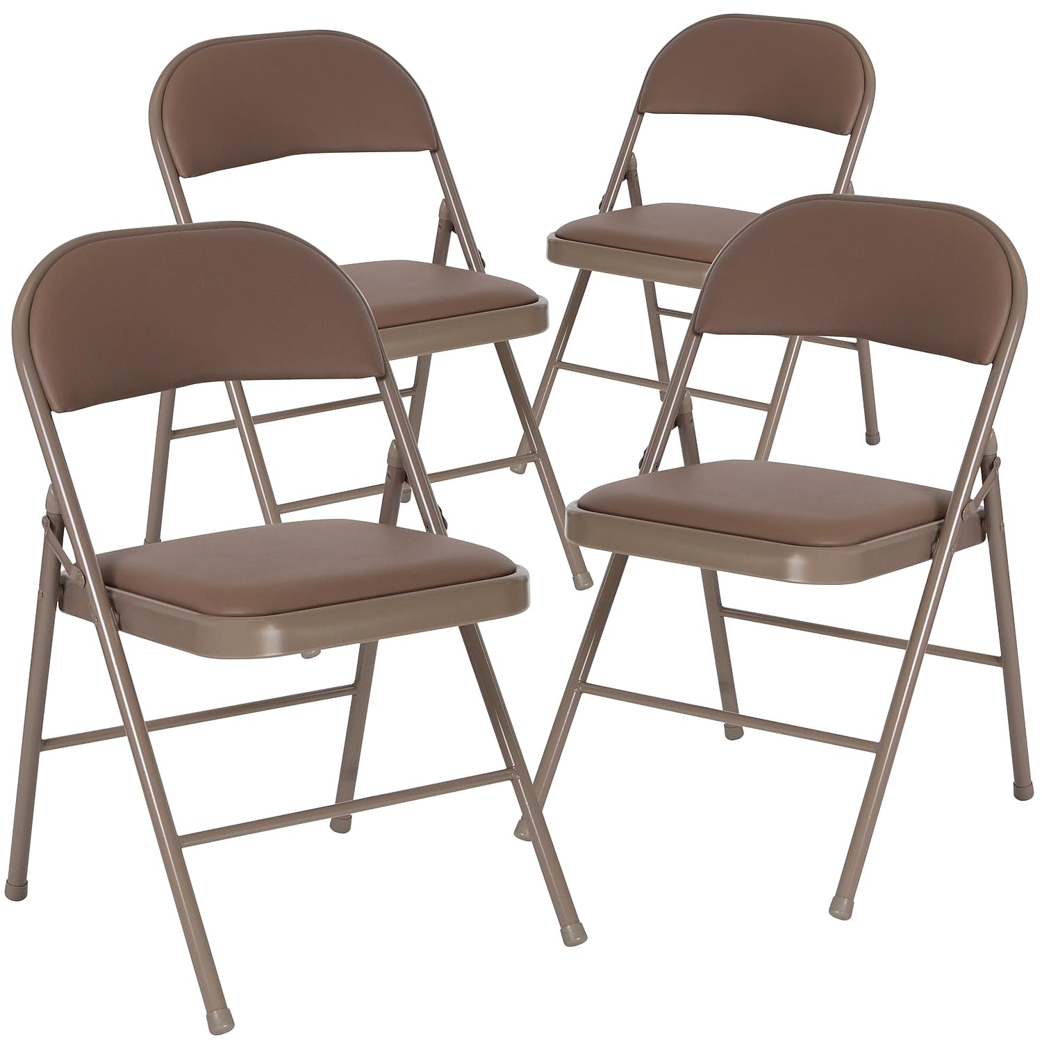 4 Pk. HERCULES Series Double Braced Beige Vinyl Folding Chair