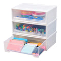 Flytreal 3 Stackable Plastic Storage Drawers, Small Drawer Organizer Container Bins for Home Office Vanity Desk Accessories, Sta