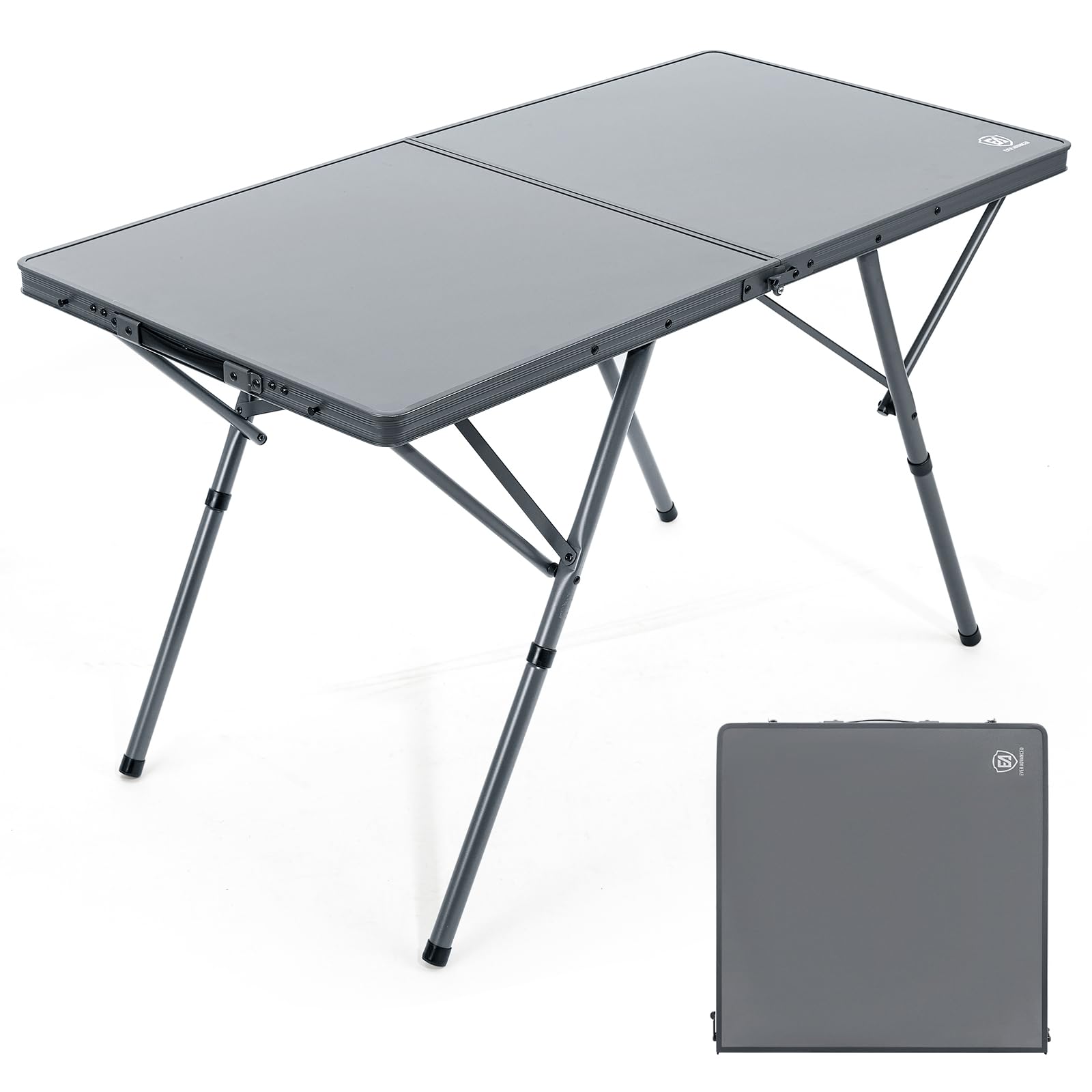 EVER ADVANCED Large Camping Table for 4-6 Person, Portable Folding Aluminum Table with Carrying Handle, Suitable for BBQ, Picnic
