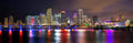 Miami Skyline UNFRAMED Photo Poster Print NIGHT Color Downtown City 11.75 inches x 36 inches Archival Photographic Panorama Pict