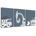 Construction Truck Wall Art Decor Toddler Boys Room Canvas Posters Tractor Vehicle Wall Art Nursery Pictures Prints Dump Truck W