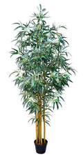 AMERIQUE Gorgeous & Unique 6 Feet Pre-Potted Bamboo Artificial Plant Silk Tree, Real Touch Technology