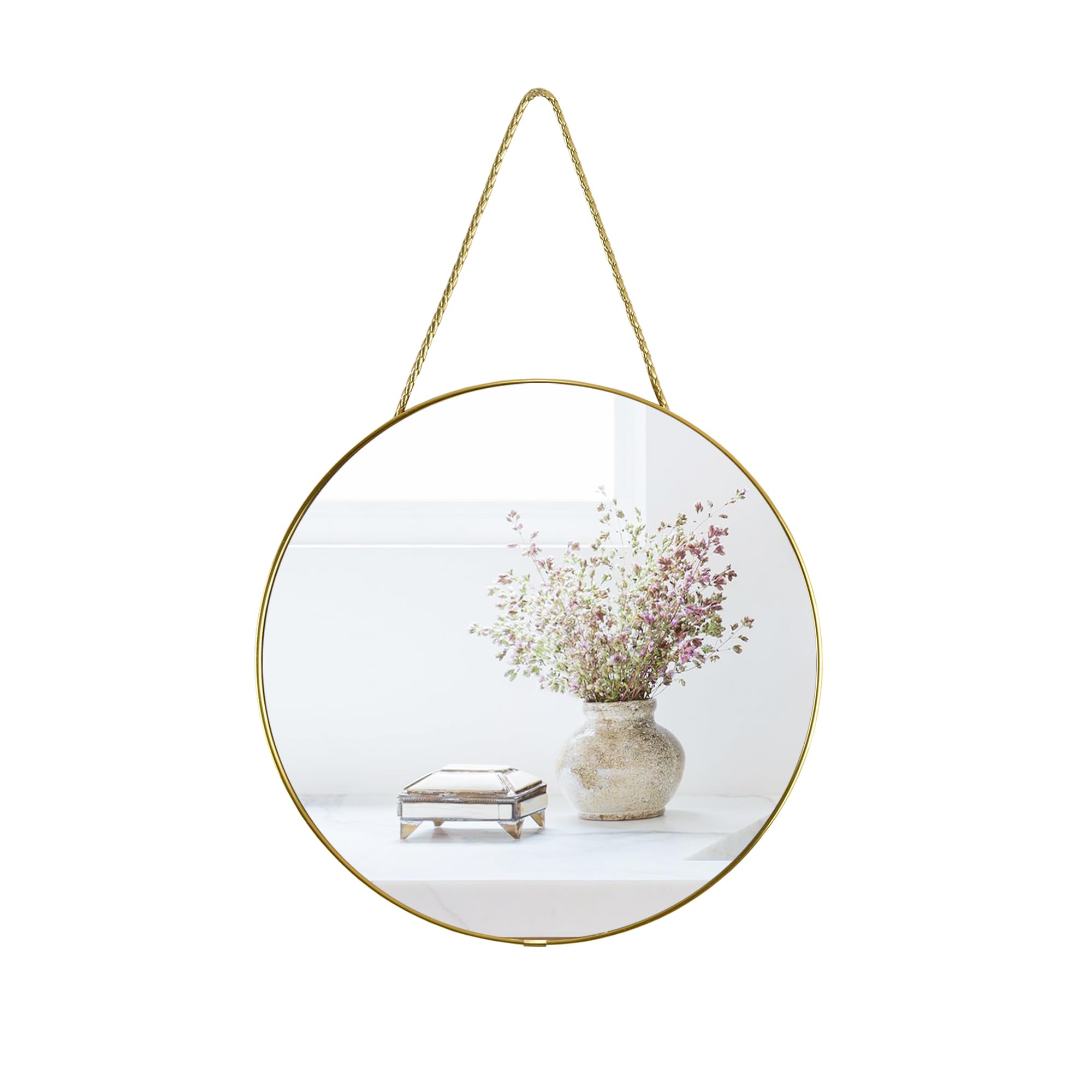 YCHMIR 11.8-inch Small Round Wall Mirror, Gold Bathroom Mirror