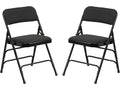 2 Pack Triple Braced & Double Hinged Black Patterned Fabric Metal Folding Chair
