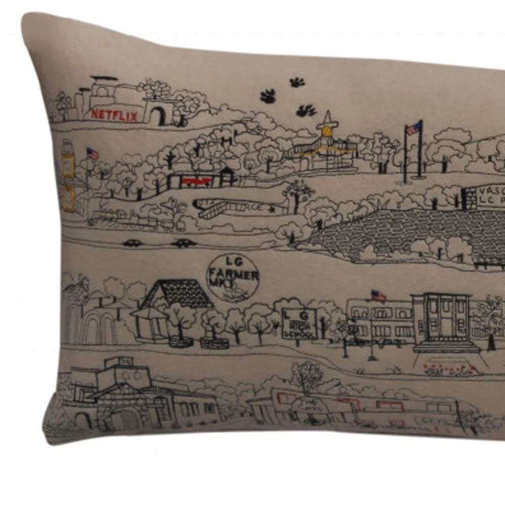 HomeRoots Cream 35' White Los Gatos Daylight Skyline Lumbar Decorative Pillow