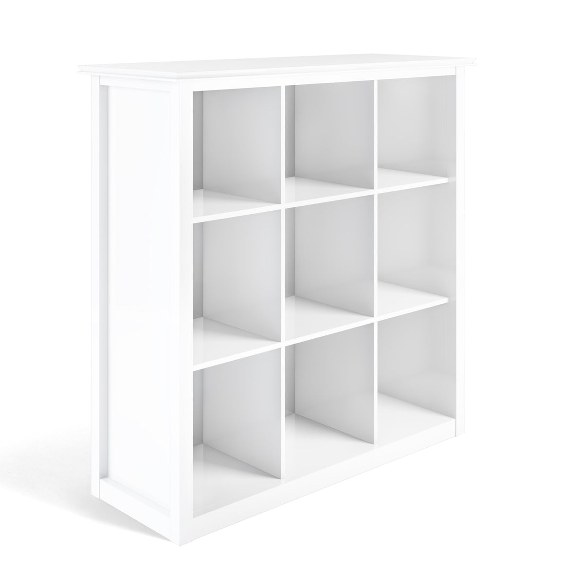 Simplihome Artisan Solid Wood 43 Inch Transitional 9 Cube Bookcase And Storage Unit In White, For The Living Room, Study Room An