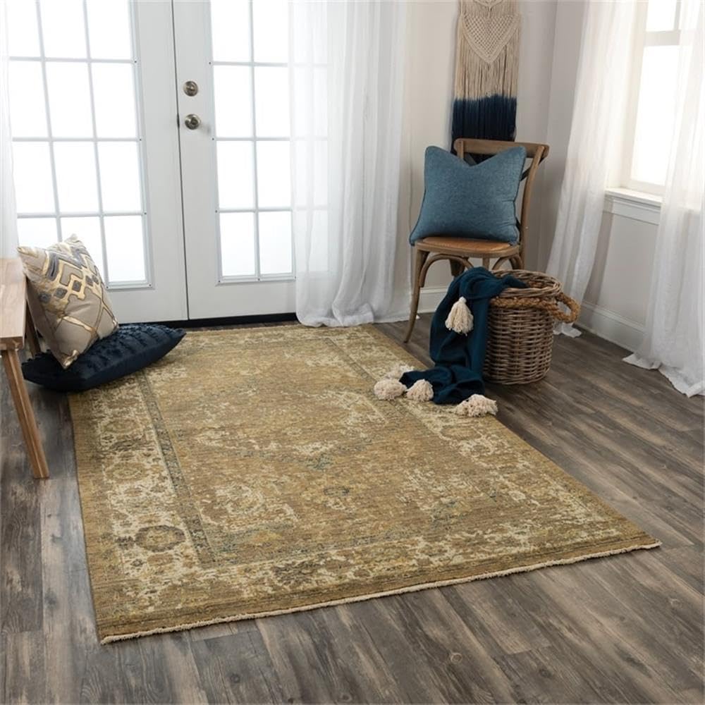Intrepid 5' X 8' Distressed Classical Brown/Beige/Ivory/Green Hybrid Area Rug