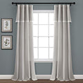Lush Decor, Light Gray Linen Lace Window Curtain, 84 x 38, Panel Pair, 84 in x 38