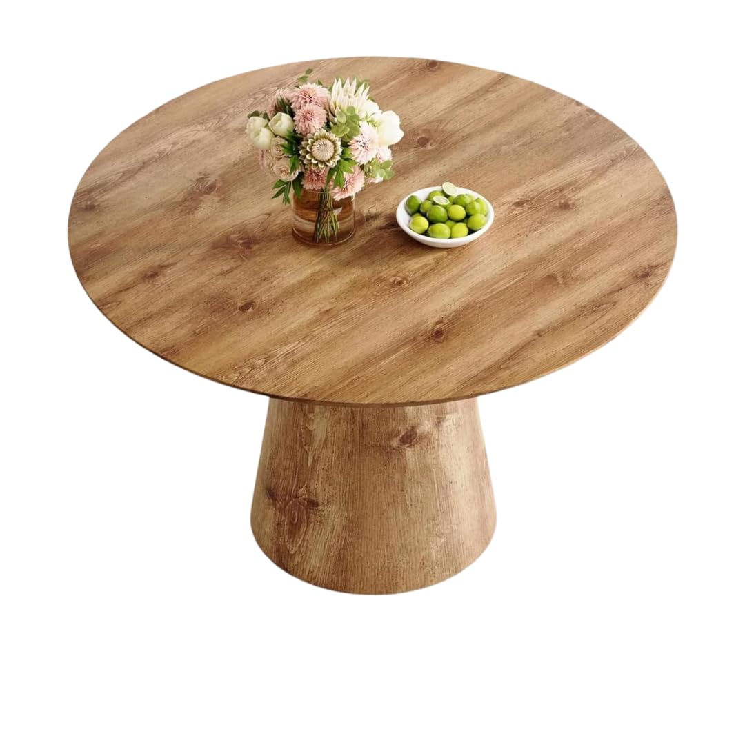 Furnstreet Furniture Round Wooden Dining Table For 46 Seater, 45 Inch Pedestal Base Dining Table, Solid Wood Finish Kitchen Tab