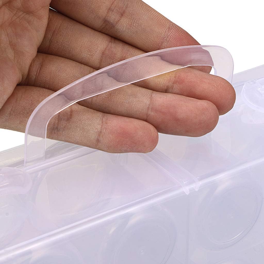 SHREEJIIH Clear Plastic Bead Organiser Box with 12 Round Compartments, Secure Lids, for Diamond Painting, Jewellery, Nail Art