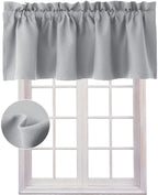 Hiasan Valance Curtains For Kitchen Blackout Thermal Insulated Solid Window Curtain Valance, Silver Grey, 52 X 18 Inches, 1 Panel