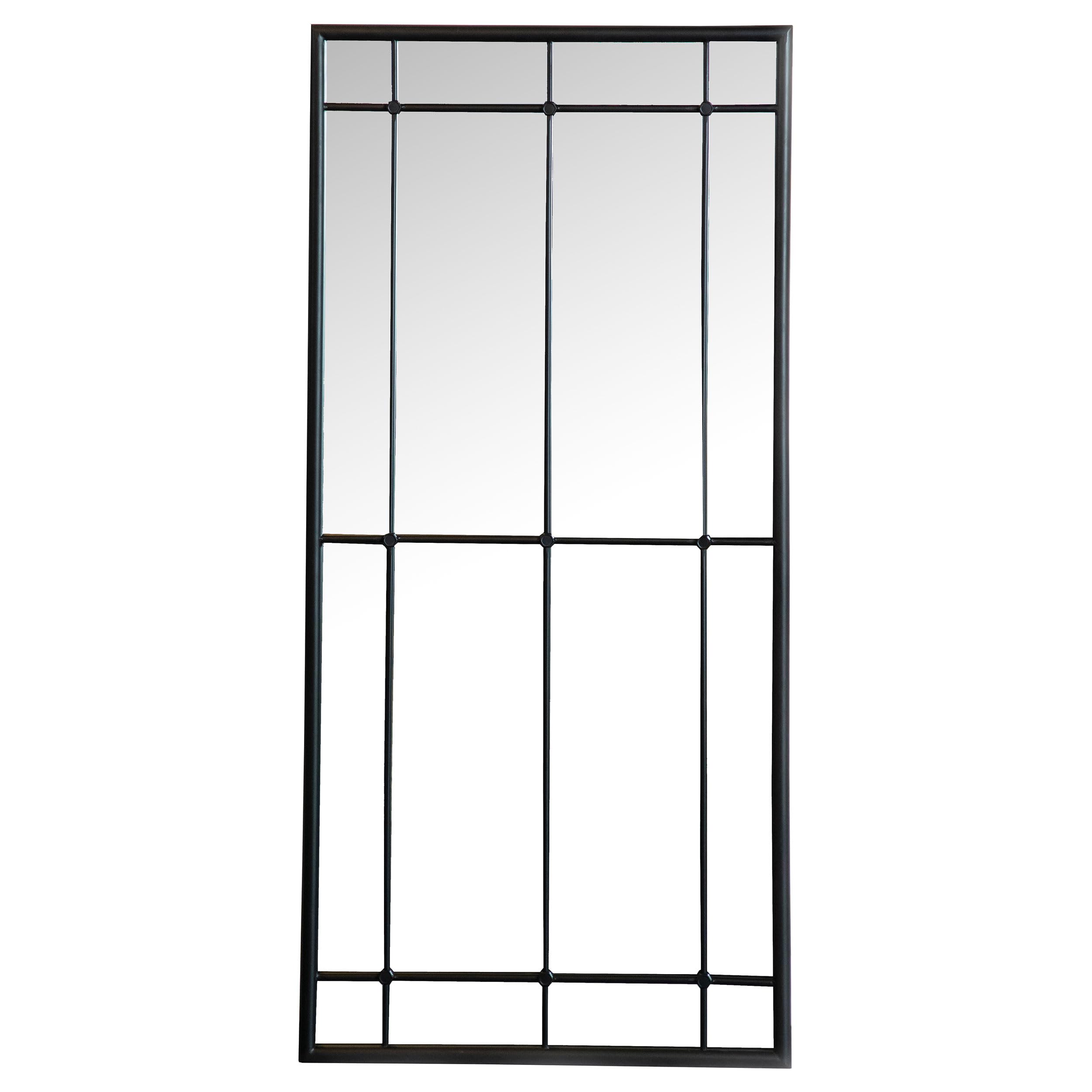Coaster Annetta Rectangular Glass Window Pane Wall Mirror In Black