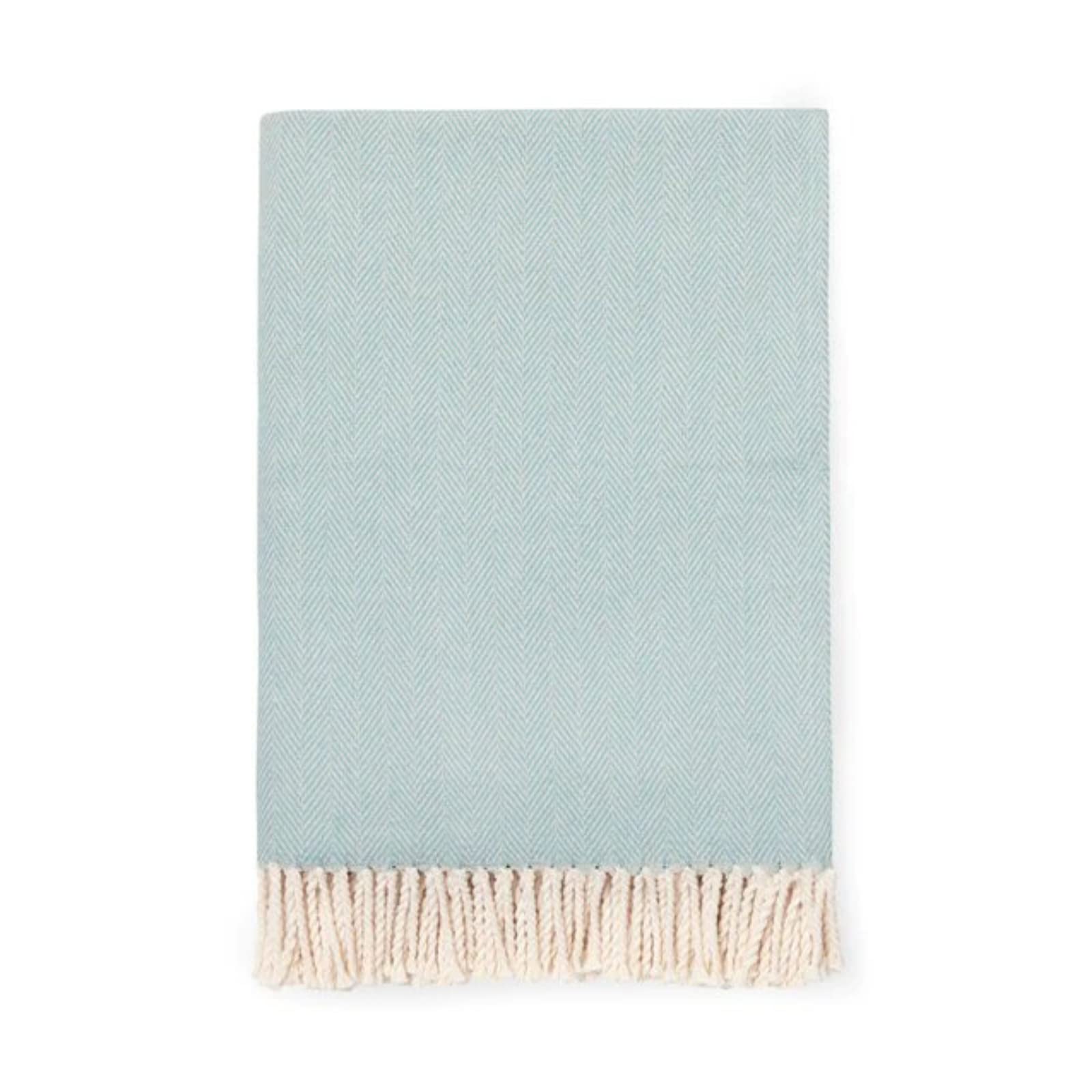 Sferra Celine Herringbone, 100% Cotton Throw Blanket - Aqua