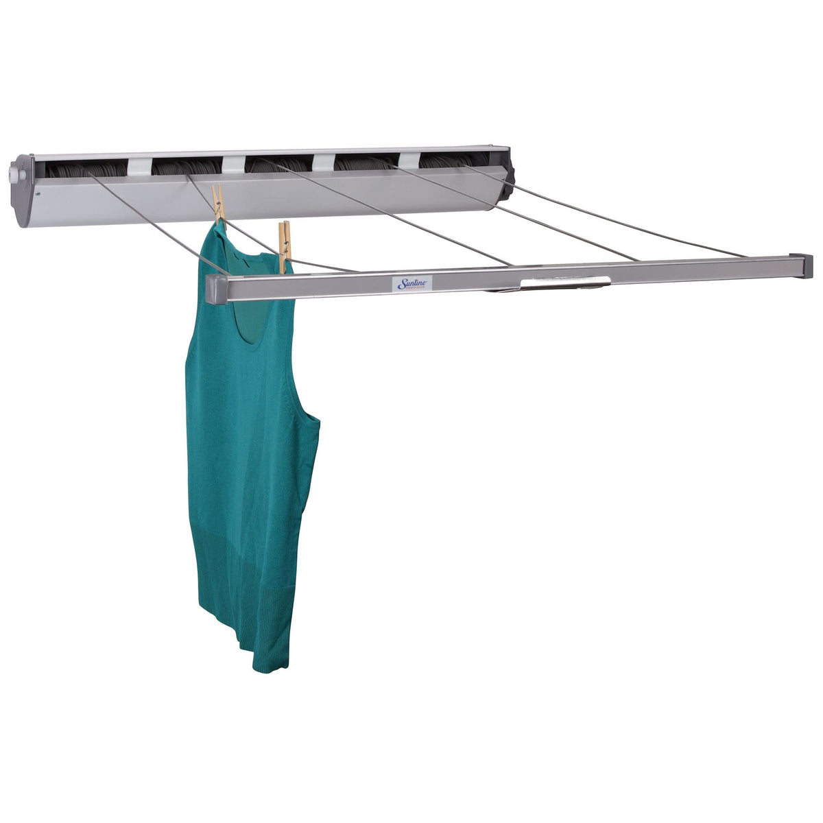 Household Essentials 171451 Aluminum Retractable Clothesline 5Line Dryer | Indoor Or Outdoor Use | Hang Wet Or Dry Laundry, Bl