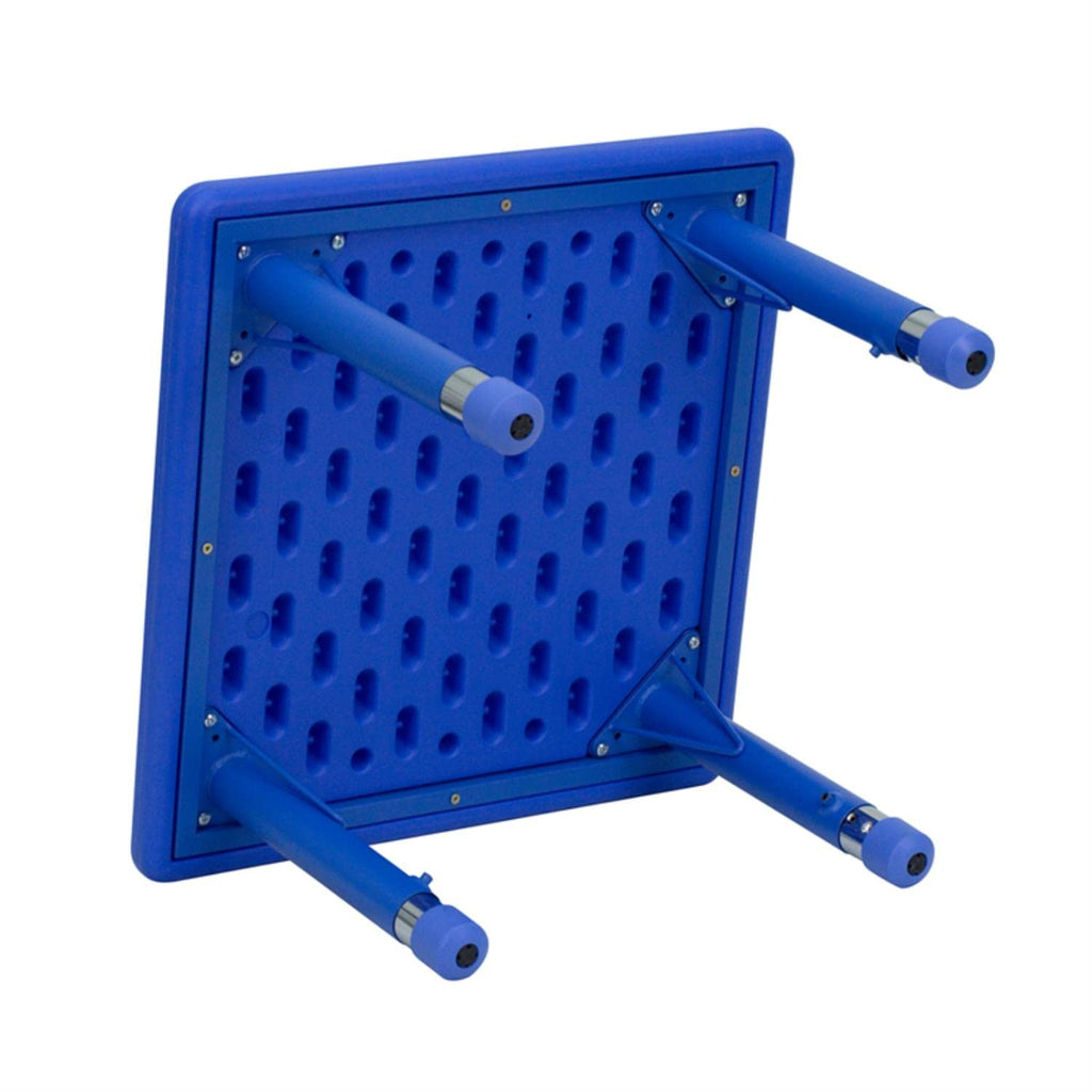 Flash Furniture Wren 24'' Square Blue Plastic Height Adjustable Activity Table