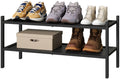 Kiplant 2-Tier Black Bamboo Shoe Rack, Stackable Bamboo Wood Shoe Rack For Closet, Entryway & Hallway