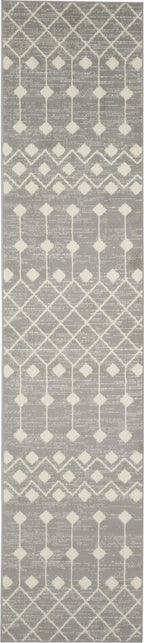 Nourison Grafix Moroccan Grey 2'3' X 12' Area Rug, Easy Cleaning, Non Shedding, Bed Room, Living Room, Dining Room, Kitchen (2X