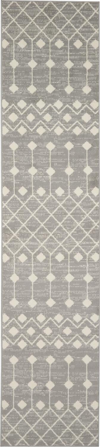 Nourison Grafix Moroccan Grey 2'3' X 12' Area Rug, Easy Cleaning, Non Shedding, Bed Room, Living Room, Dining Room, Kitchen (2X