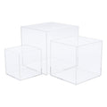Cliselda 3pcs Clear Acrylic Display Boxes, Acrylic Cube Stand Risers Plastic Square Containers, Decorative Acrylic Storage Boxes