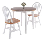 Sorella 3-Pc Drop Leaf Dining Table with Windsor Chairs - Natural and White