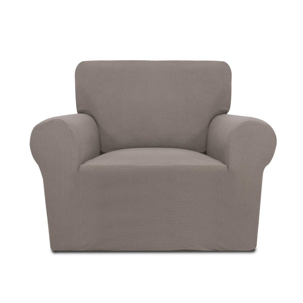 Purefit Stretch Chair Sofa Slipcover – Spandex Jacquard Non Slip Soft Couch Sofa Cover, Washable Furniture Protector With Non Skid Foam And Elastic Bottom For Kids (Chair, Taupe)