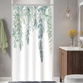 Ruelvth Stall Shower Curtain, Green Eucalyptus Small Shower Curtain Set with Hooks Waterproof Fabric Spring Sage Green Leaves RV