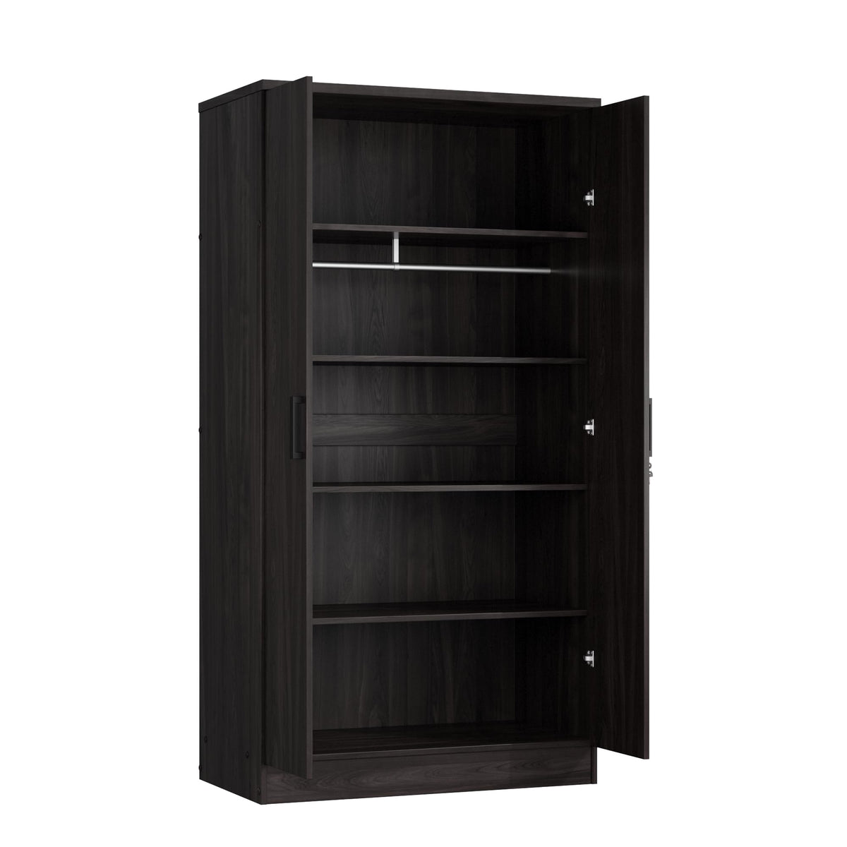 Woodpeckers Furniture And Mattress 2 Doors Wardrobe with Shelves (Tobacco)