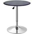 HOMCOM 25 Classic Round Adjustable Faux Leather Chrome Standing Bistro Table