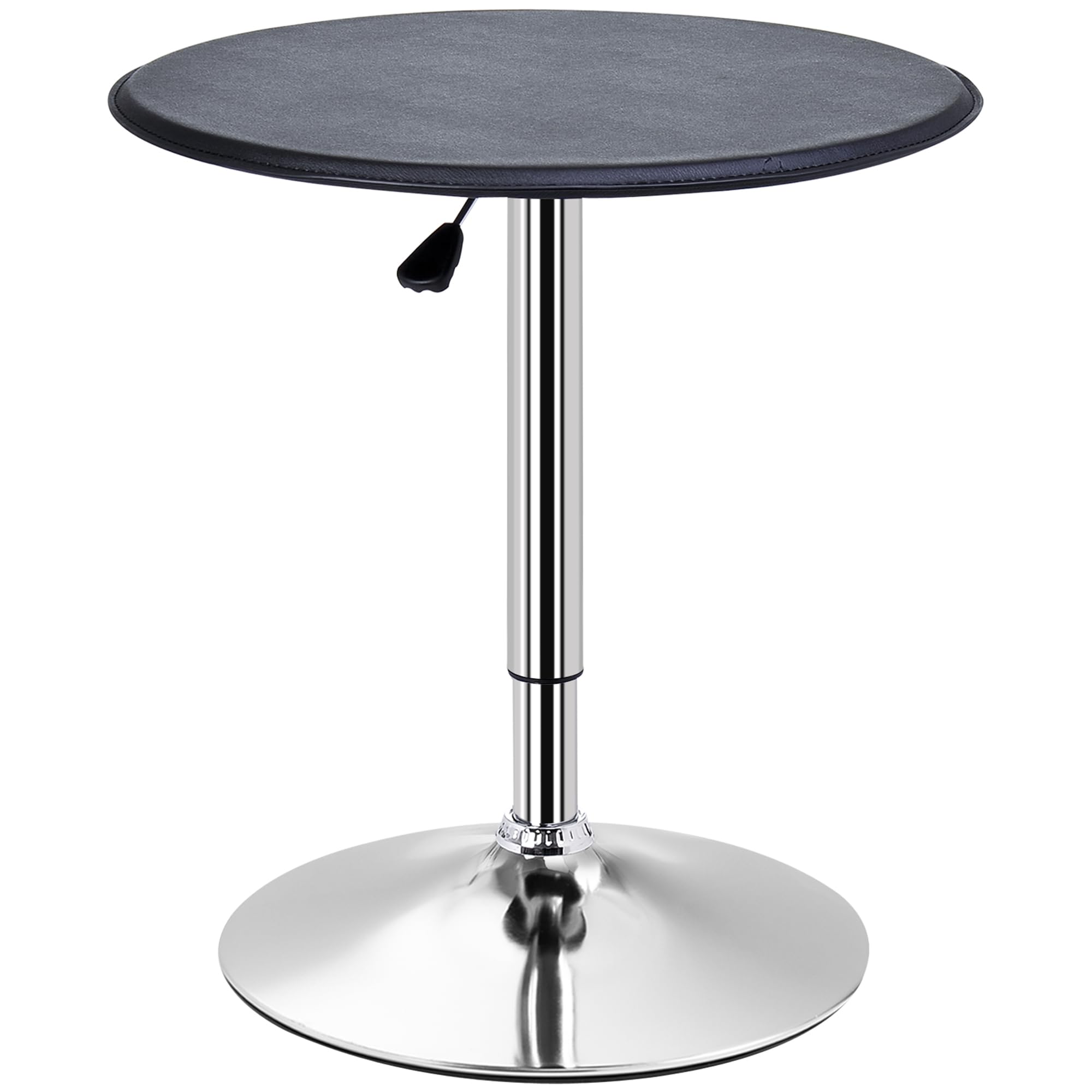 HOMCOM 25 Classic Round Adjustable Faux Leather Chrome Standing Bistro Table